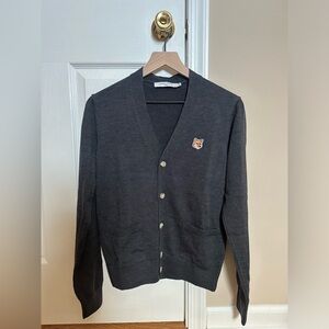 Maison Kitsune Gray Fox Head Cardigan